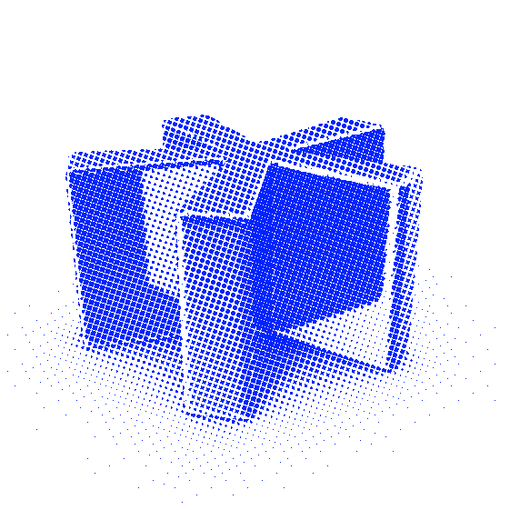 a blue, 3D bitmapped asterisk