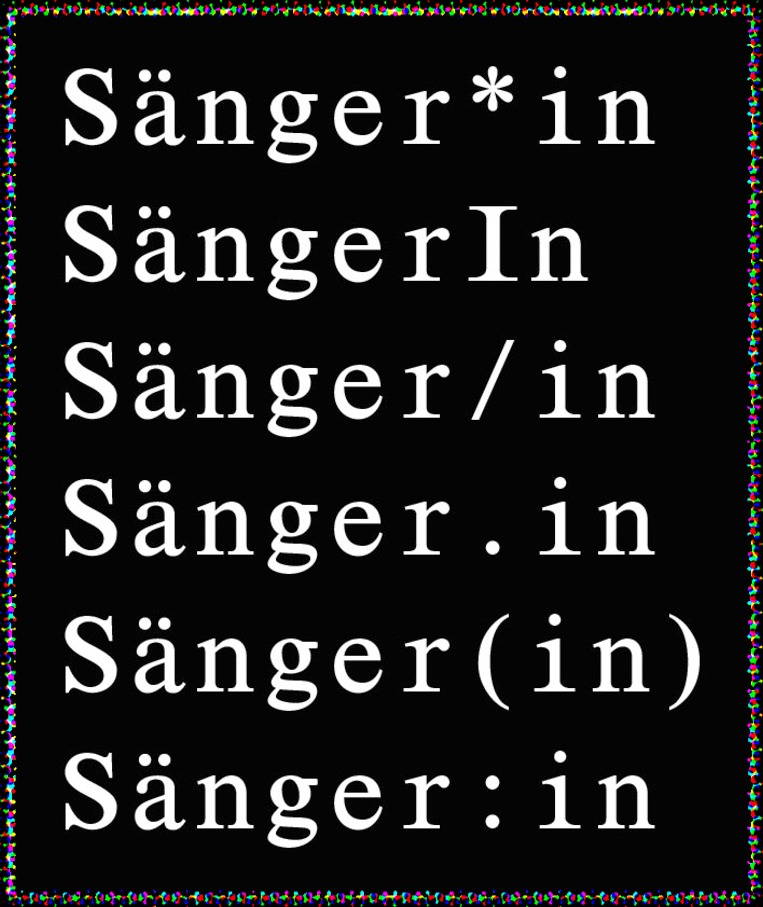 the word Sängerin with various typohacks inserted