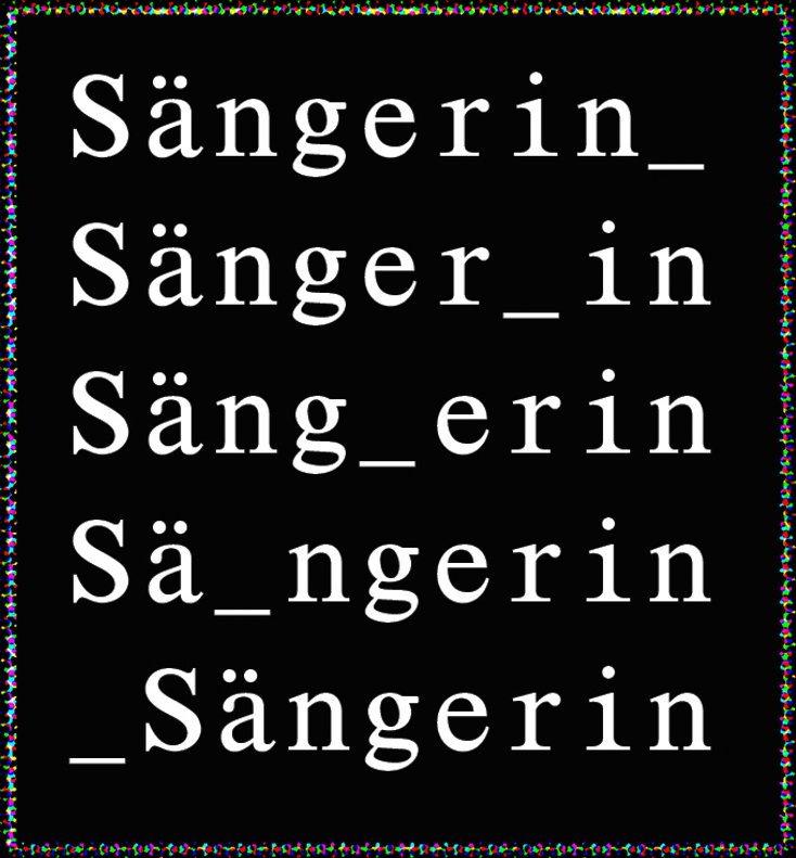 the word Sängerin with underscores inserted