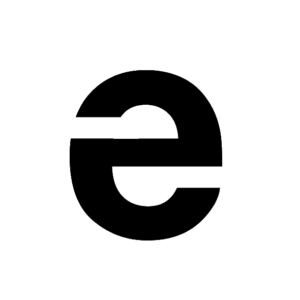a black glyph that looks like a letter e